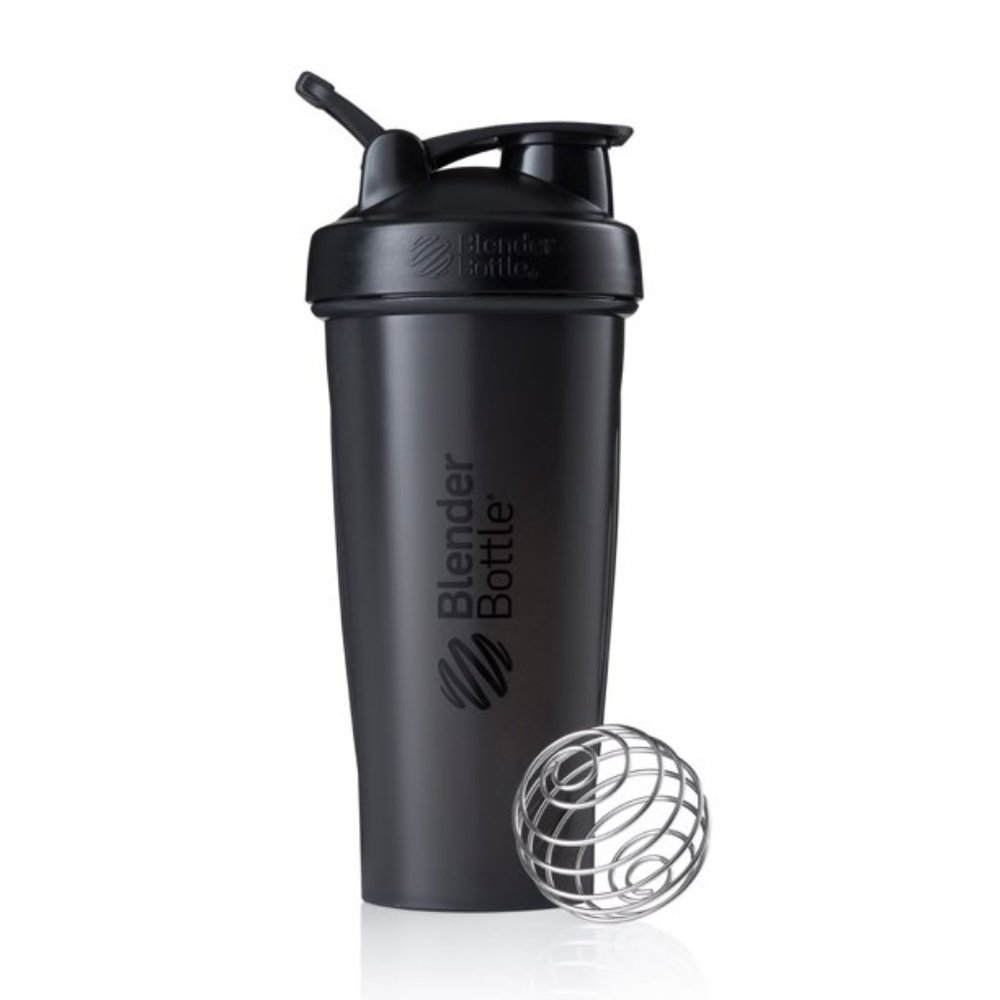 BlenderBottle Classic 28 oz Black Shaker Cup with Wide Mouth and Flip-Top Lid